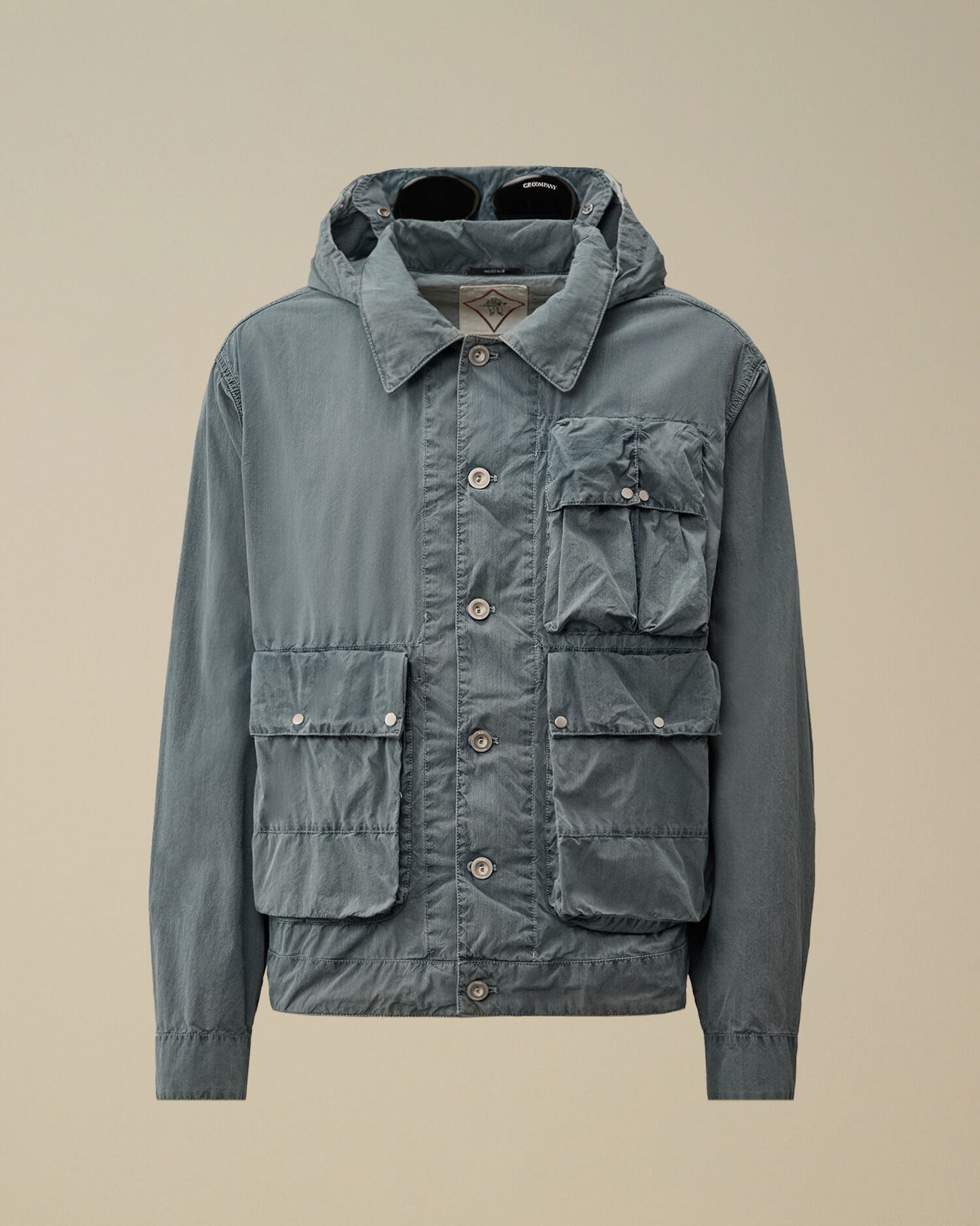 CP COMPANY 50 FILI INDIGO BLEACHED GOGGLE JACKET