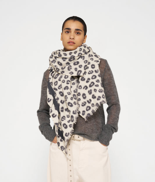 10 DAYS SCARF BOILED WOOL LEOPARD