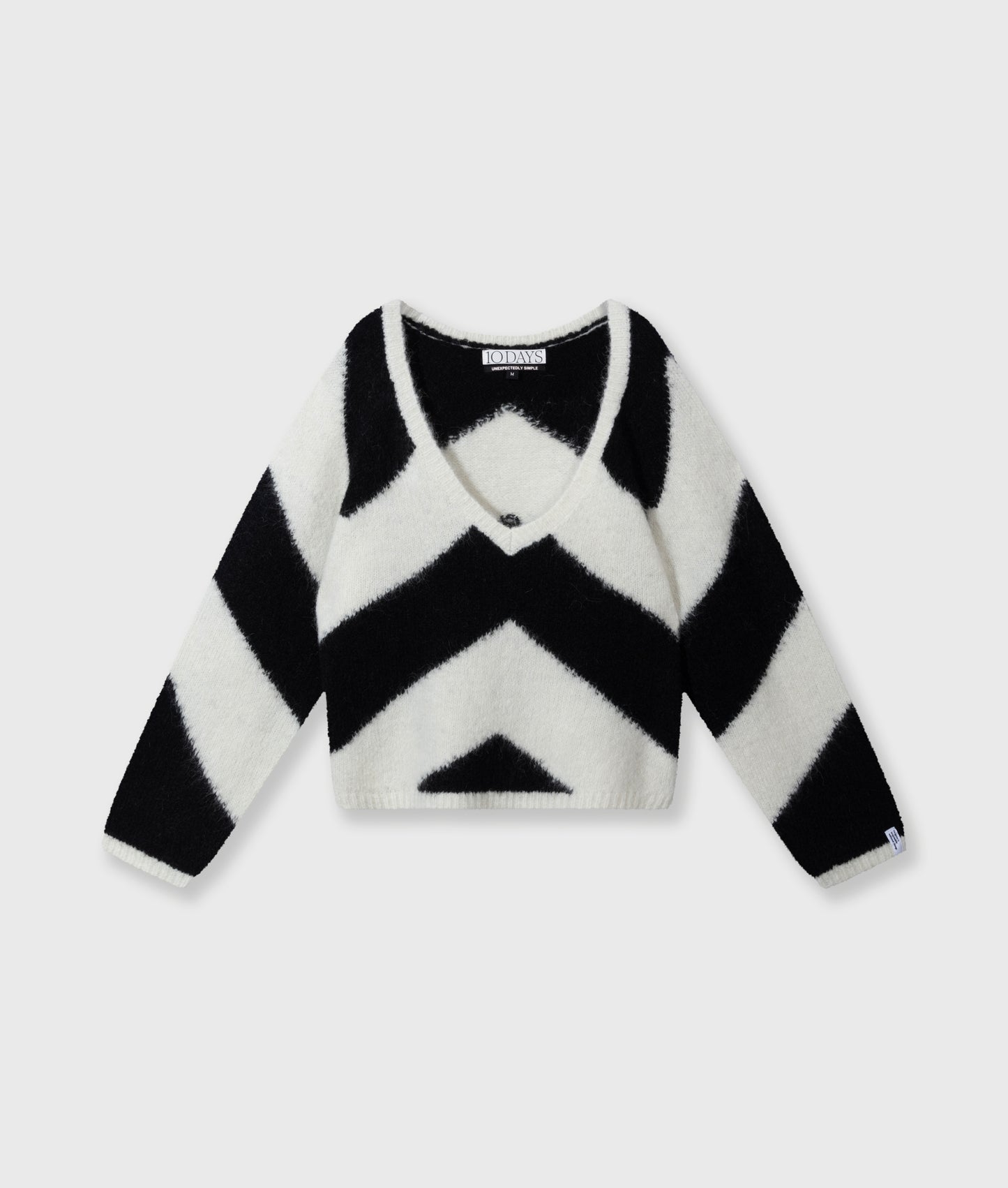 10 DAYS SOFT V-NECK SWEATER STRIPE