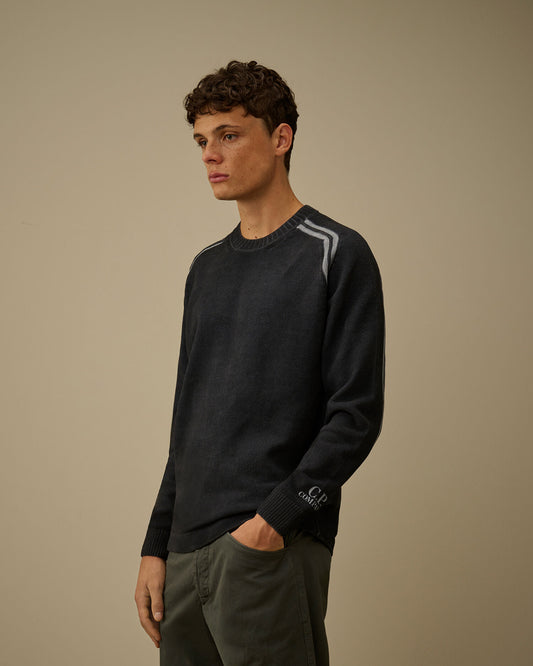 CP COMPANY COTTON CHENILLE DOUBLE DYED CREWNECK SWEATER