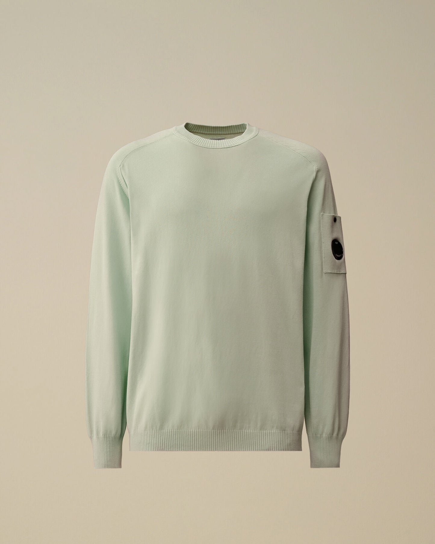 CP COMPANY COTTON CREPE CREWNECK LENS SWEATER