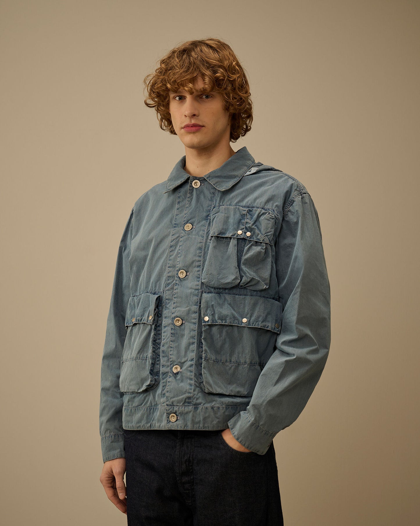 CP COMPANY 50 FILI INDIGO BLEACHED GOGGLE JACKET