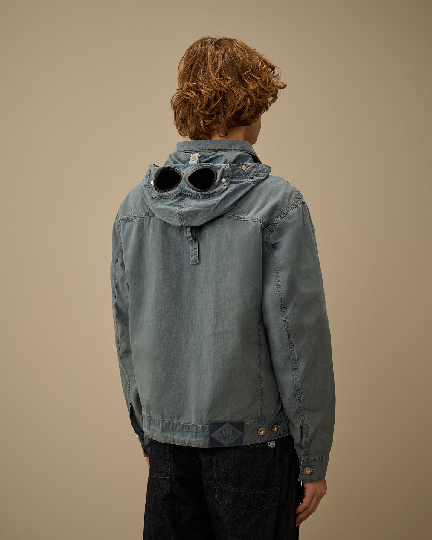 CP COMPANY 50 FILI INDIGO BLEACHED GOGGLE JACKET