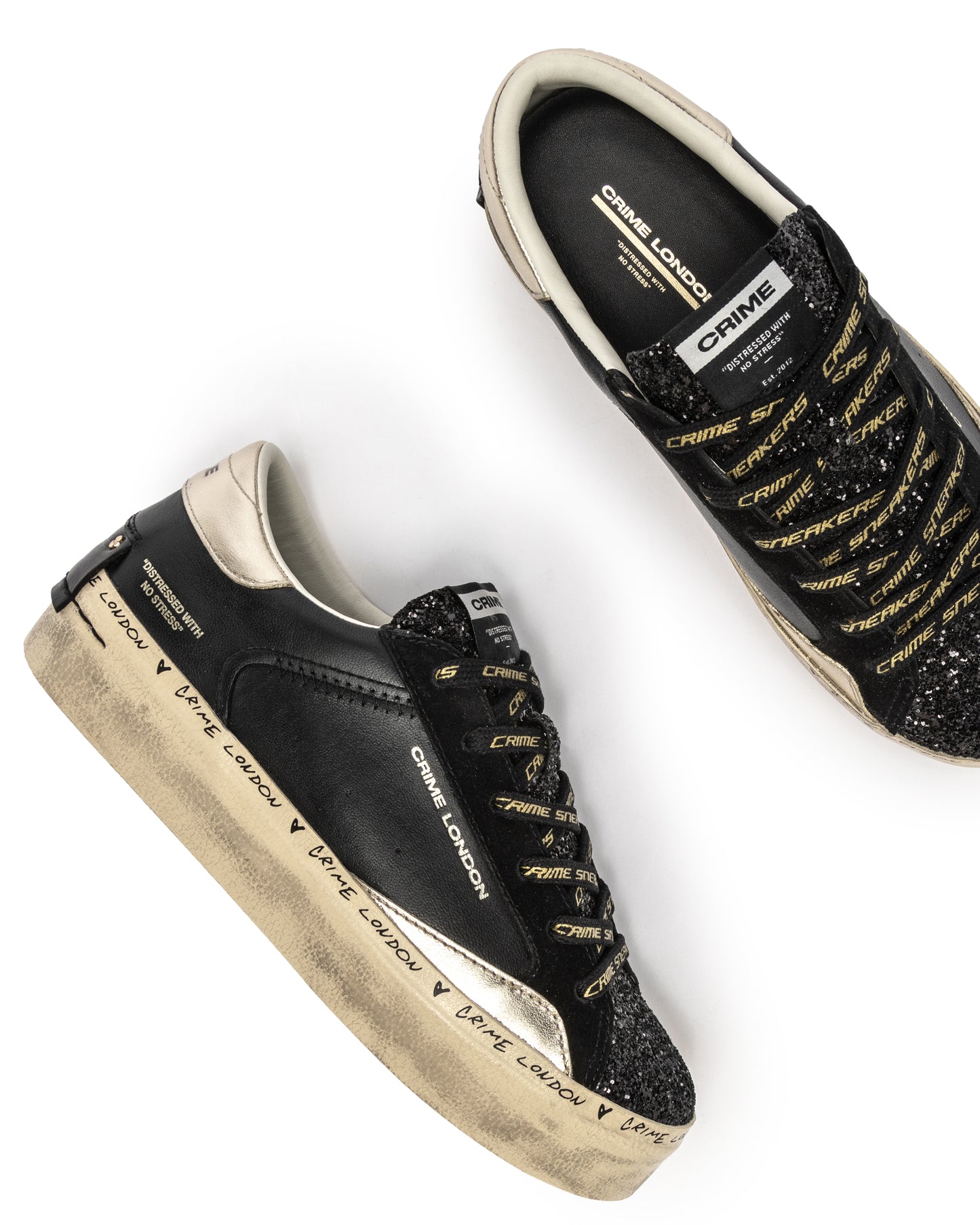 CRIME LONDON DISTRESSED PLATFORM BLACK DUSK DAMEN