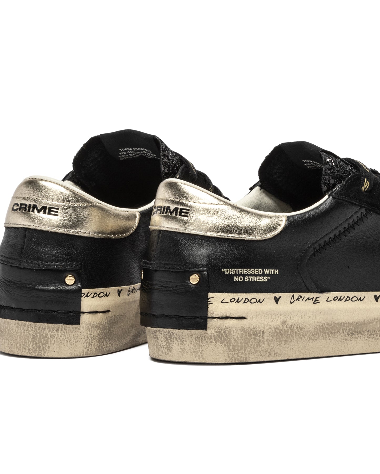 CRIME LONDON DISTRESSED PLATFORM BLACK DUSK DAMEN