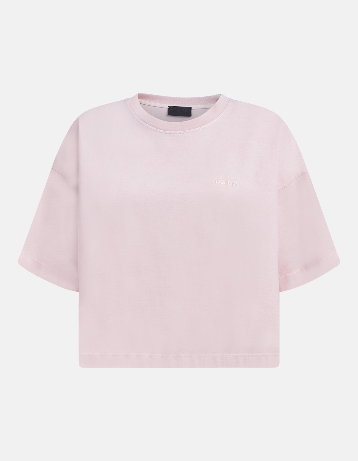 Dondup Damen Cropped-T-Shirt aus behandeltem Jersone mit Rundhalsausschnitt
