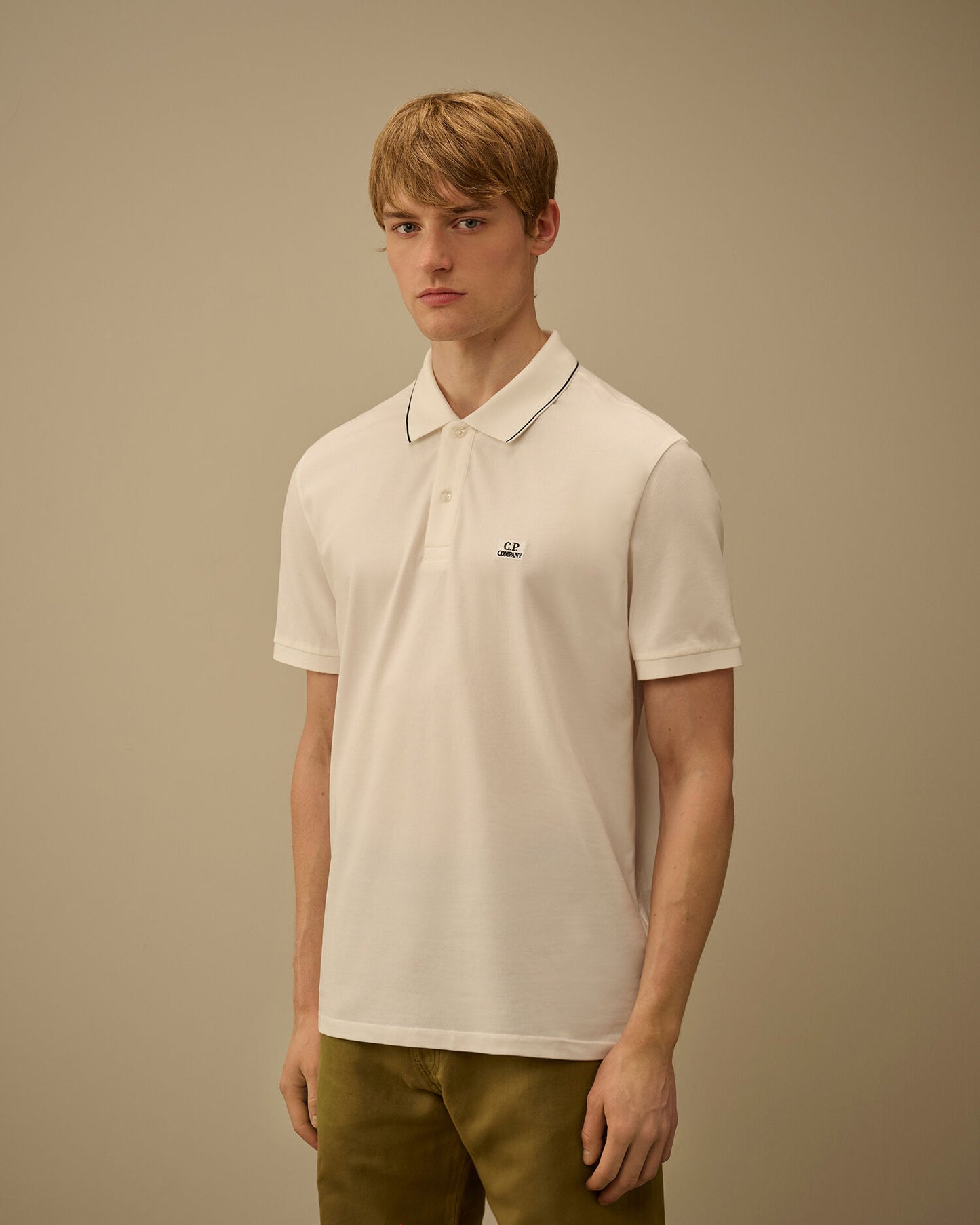 CP COMPANY STRETCH PIQUET SHORT SLEEVE STRIPED COLLAR POLO
