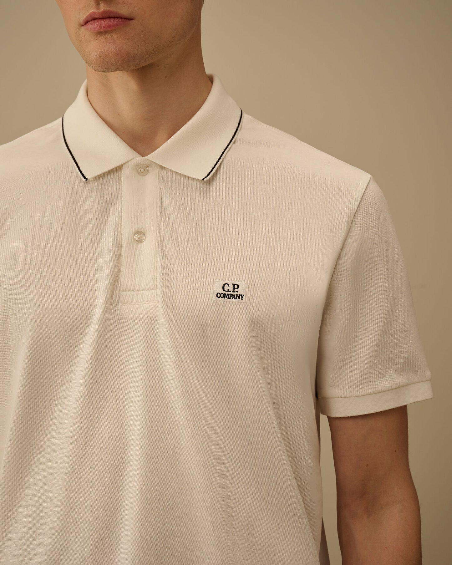 CP COMPANY STRETCH PIQUET SHORT SLEEVE STRIPED COLLAR POLO
