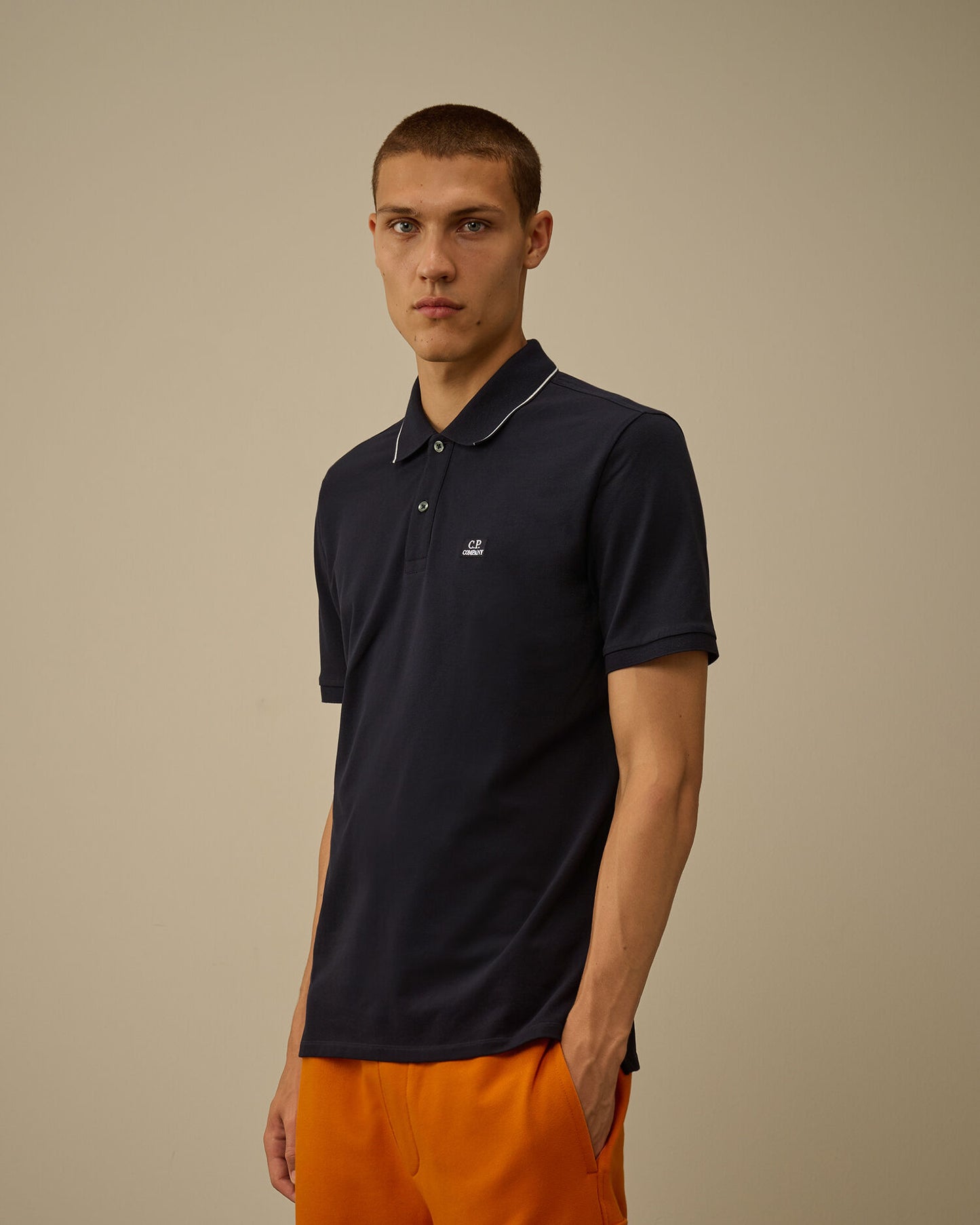 CP COMPANY STRETCH PIQUET SHORT SLEEVE STRIPED COLLAR POLO
